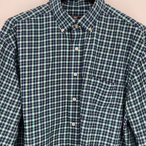 Vineyard Vines Mens‎ L Slim Fit Tucker Shirt Blue Green White Check Whale Logo